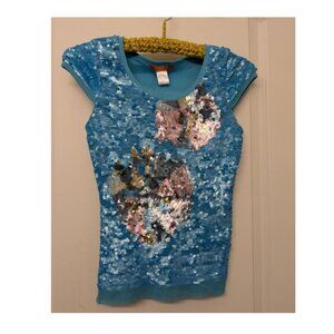 blue womens top , t shirt blouse, bydeep losangeles made of cotton and polyester